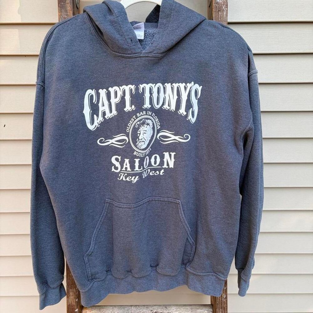 Capt Tony's Saloon Key West Gildan Men's Grey Hoodie